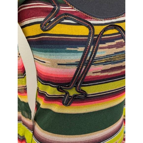 Jean Paul Gaultier Soleil Fuzzi Mesh Top Vintage Y2K Stripe Italy M Long Sleeve - Picture 15 of 16